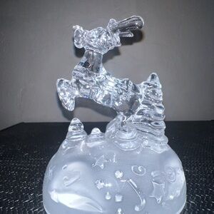 LEAD CRYSTAL CLEAR D’ARQUES REINDEER & CHRISTMAS TREE FIGURINE